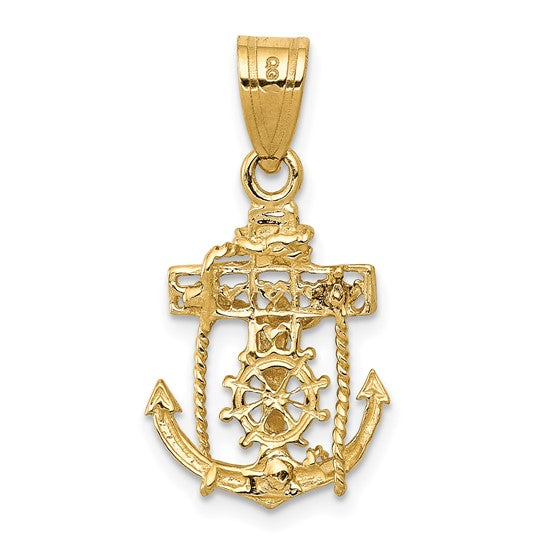 10K Gold Mariner’s Crucifix Cross Pendant.