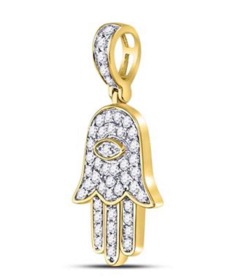 10K Gold ‘Hamsa’ Diamond Pendant