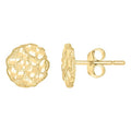 10K Gold Nugget Earrings Round