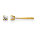 14K Yellow Gold Cubic Zirconia Stud Earrings 2mm Round.