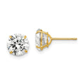 14K Yellow Gold Cubic Zirconia Stud Earrings 7mm Round Cut