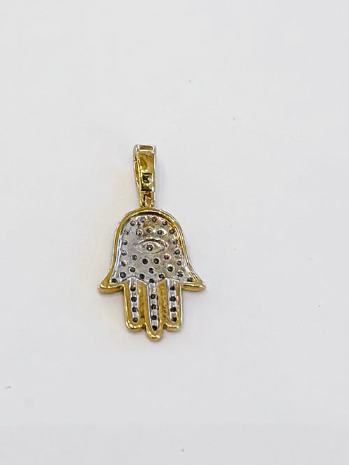 10K Gold ‘Hamsa’ Diamond Pendant