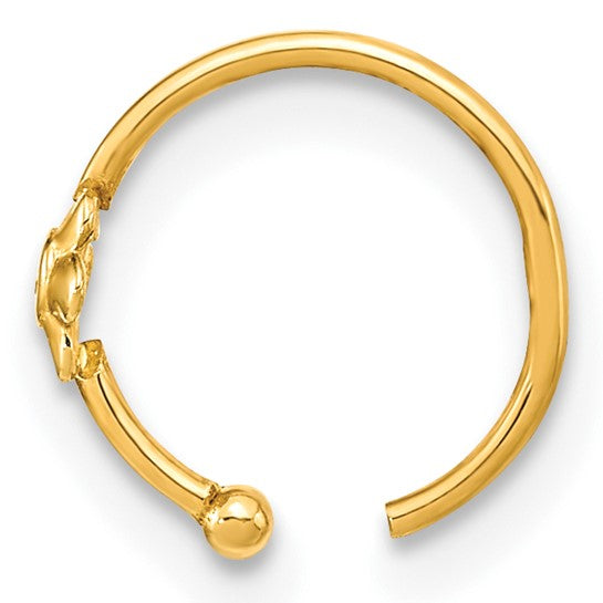10K Yellow Gold Cubic Zirconia Flower Hoop Nose Ring (18 Gauge)