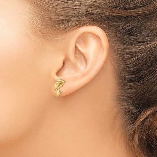 14K Solid Gold Queen Nefertiti Stud Earrings