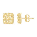 10K Solid Gold Nugget Earrings Square