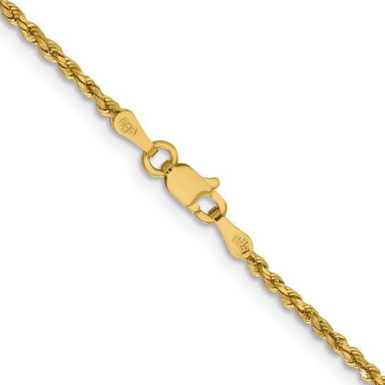 10K Rope Chain Diamond Cut 2mm 20” length.