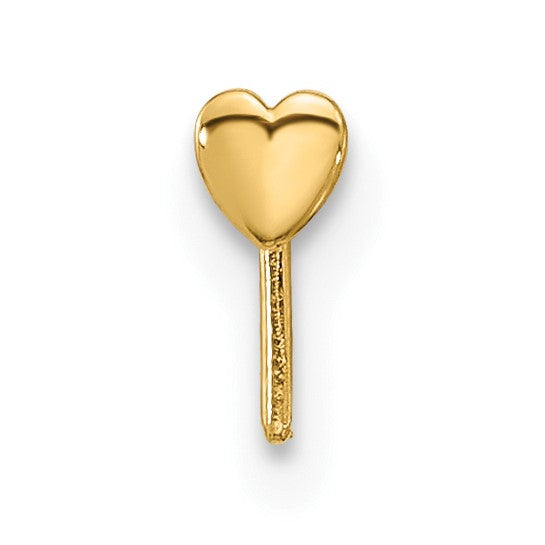14k Yellow Gold 22 Gauge Polished Heart Nose Stud