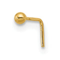14K Yellow Gold Ball L-Shape Nose Stud Piercing Ring (22 Gauge)