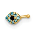 14K Solid Gold Evil Eye Cubic Zirconia Nostril Piercing Stud (20 Gauge)