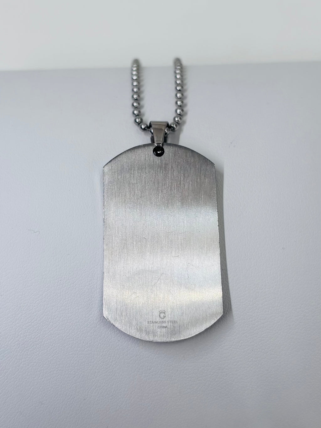 Stainless Steel Diamond DOG TAG Pendant with Chain 24”