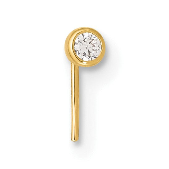 14K Yellow Gold Nose Ring L-Shape Bezel set