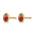 14K Solid Gold Red Enamel Ladybug Stud Earrings