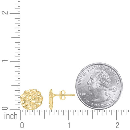 10K Solid Gold Nugget Earrings Round