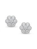 Solid 925 Sterling Silver D-Color VVS Moissanite Flower Stud Earrings (0.84 cttw)