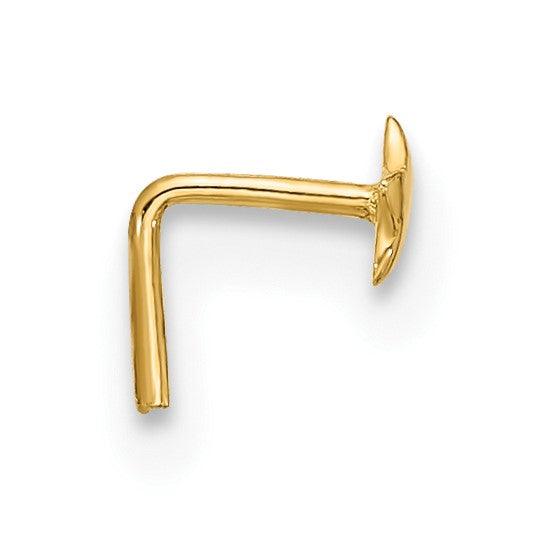 14K Yellow Gold Solid Star L-Shape Nose Stud Piercing Ring (22 Gauge)