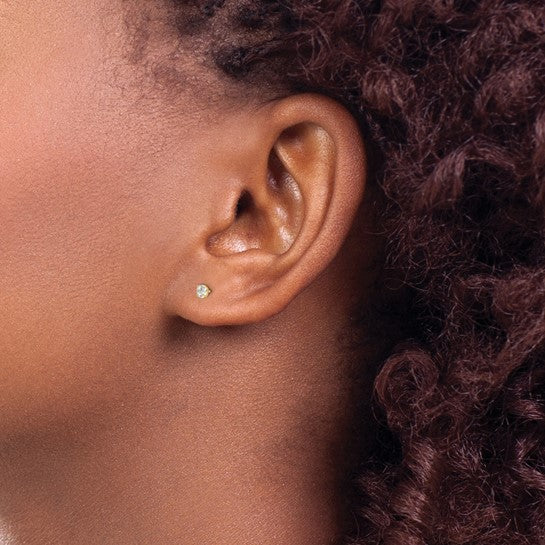 14K Yellow Gold Cubic Zirconia Stud Earrings 3mm Round