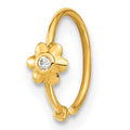 10K Yellow Gold Cubic Zirconia Flower Hoop Nose Ring (18 Gauge)